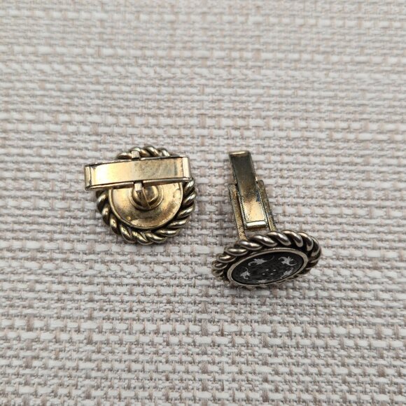 French Leaf Motif Nature Renewal Tarnished Men's Cuff Links A6340 - Picture 4 of 7